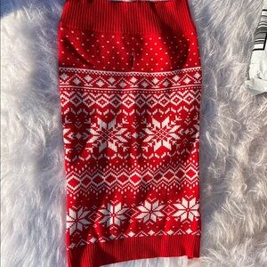 Red Snowflake Knit Skirt